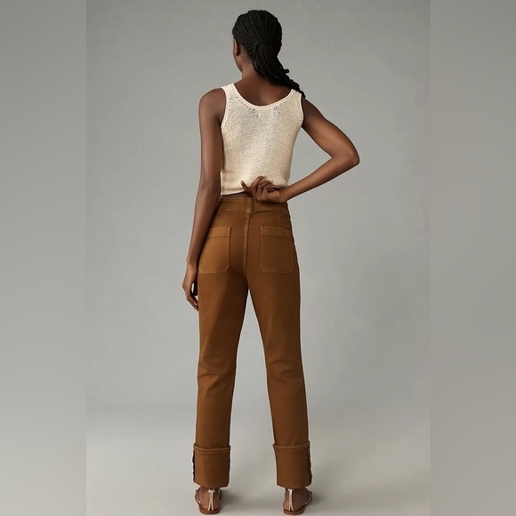 NWT! Anthropologie Brown Pilcro The High Tide Slim Cuffed Pants - Size 32 🎶 - Picture 3 of 5